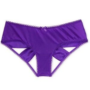 Victorias Secret brilliant purple very sexy satin bow open back cheeky panties